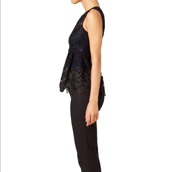 Nanette Lepore Romantics Lace Crochet Top Tank Navy Blue Black 4 - Picture 4 of 11